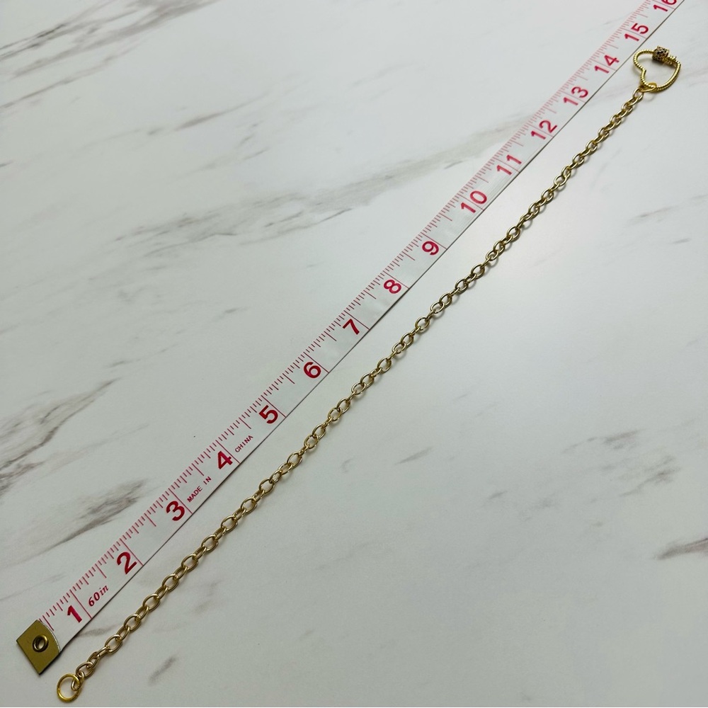 Handmade Gold-Tone Chain Choker with Pavé Heart Carabiner Clasp - Picture 9 of 13